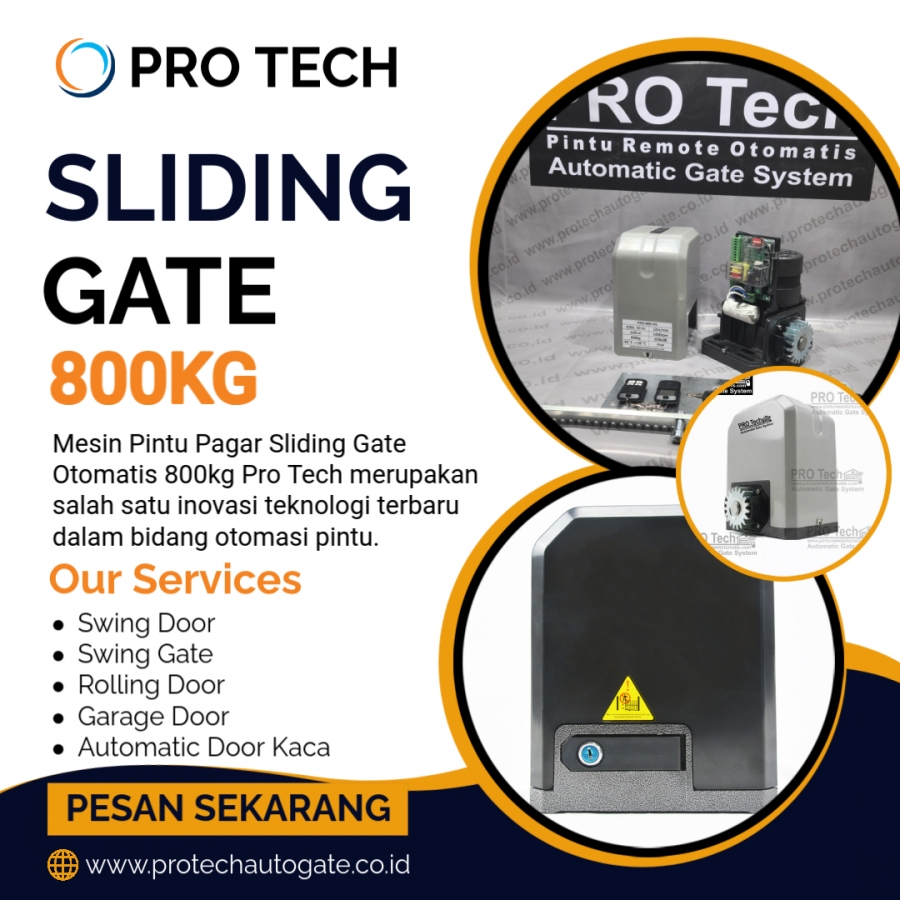 Mesin Pintu Pagar Sliding Gate Otomatis 800KG Pro Tech Autogate