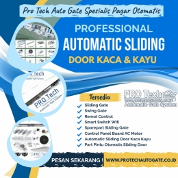 Pintu Otomatis Sliding Door Kaca & Kayu 125A untuk Rumah Modern